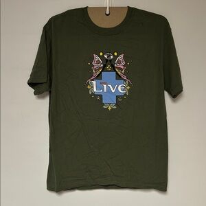 Olive Graphic Tee with Butterfly Design